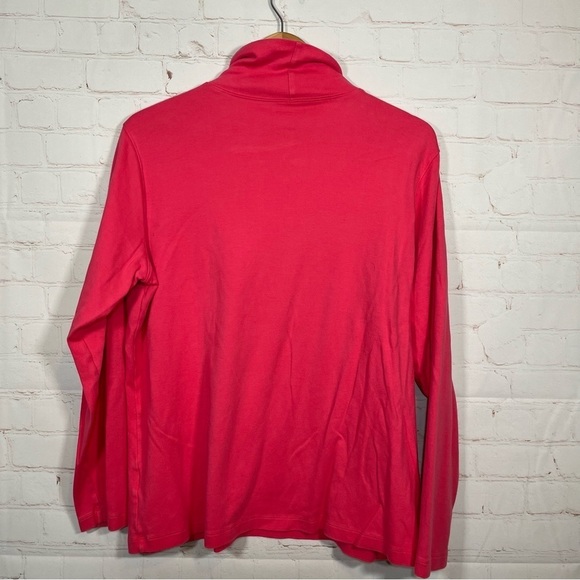 Lands End Turtleneck Womens 1X Pink Pullover Stretch Long Sleeve Top - Picture 6 of 9